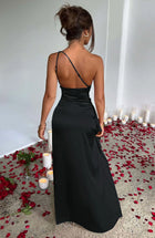 Delya | Robe Fendue Noire & Silhouette Sculptée