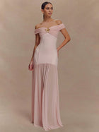 Selena | Robe Épaule Dénudée & Drapé Royal