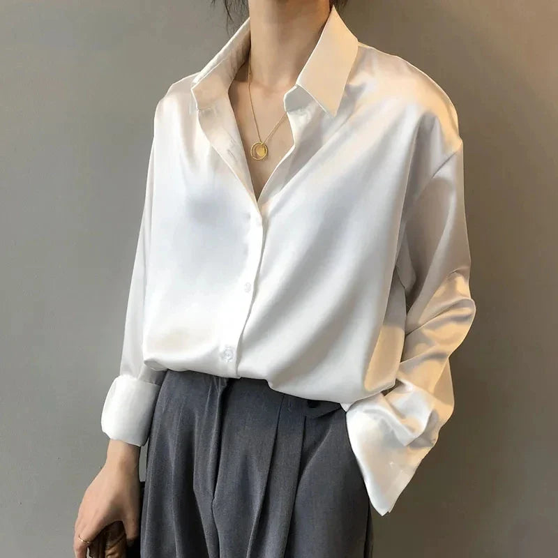 Elisa™ | Blouse Satinée à Boutons
