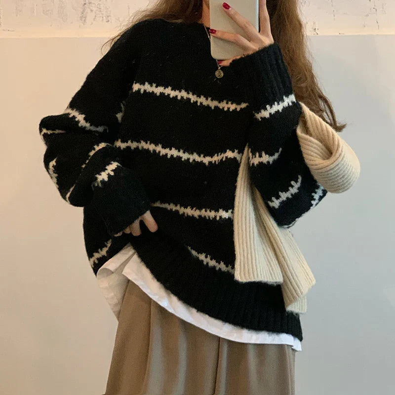 Lena™ | Pull Rayé à Col O