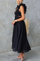 Clarisse | Robe Maxi Fleurie à Volants et Lacets au Dos