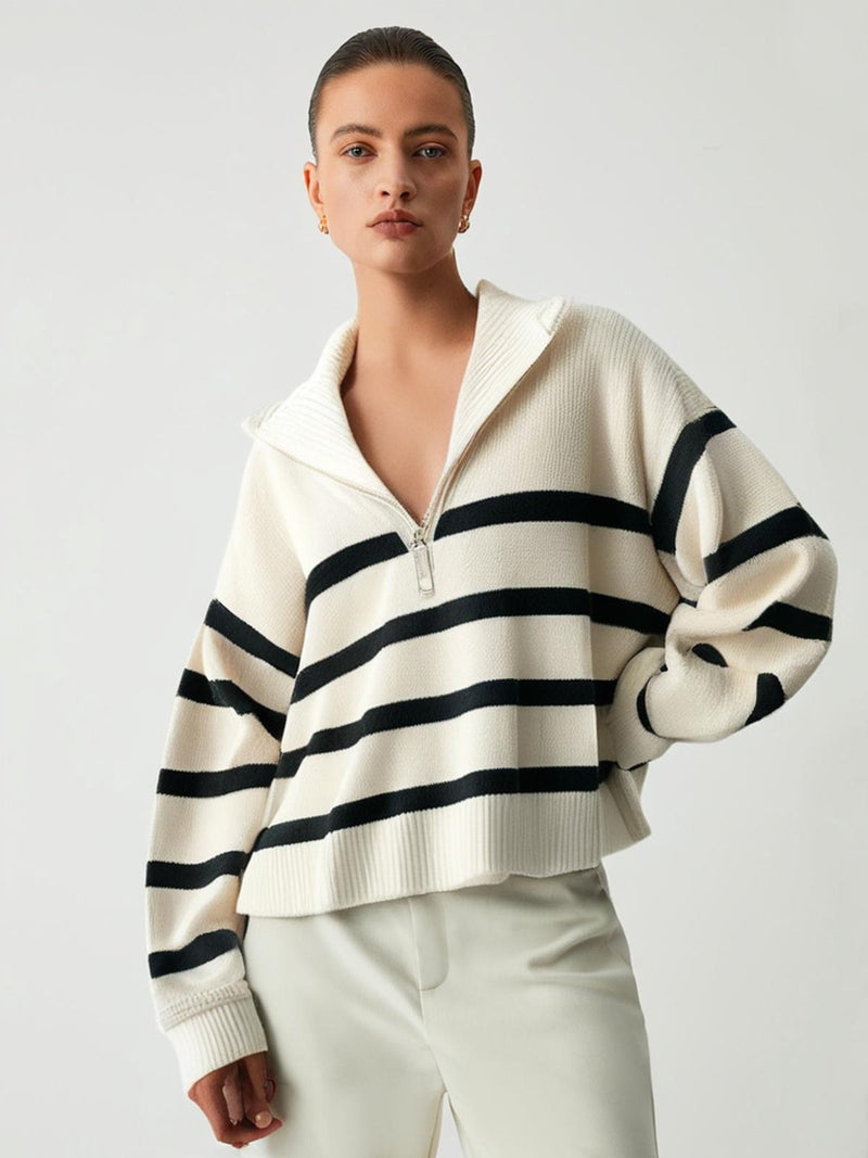 Estelle™ | Pull élégant à col en V zippé