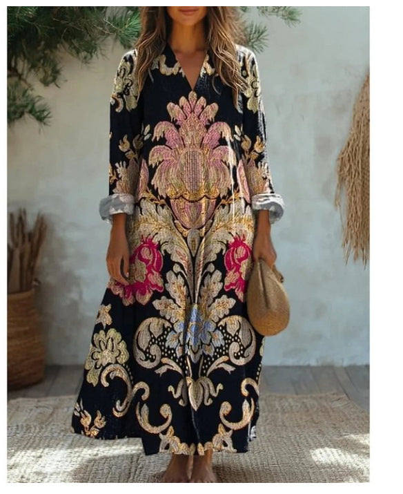 Robe Vintage À Imprimé Ethnique