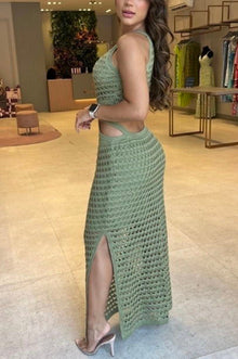 Élia | Robe Maxi Texturée à Découpe et Anneau
