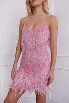 Nayaema | Robe Brillante & Effet Plumes