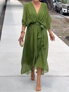 Aveline | Robe Élégante en Chiffon à Col V