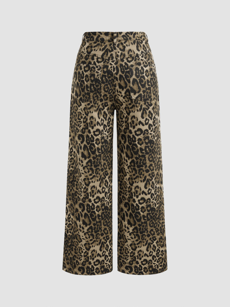 Soraya | Pantalon Large Léopard en Denim