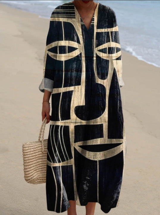 Robe Vintage À Imprimé Ethnique