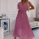 Amélie | Robe Plissée Fluide à Col V